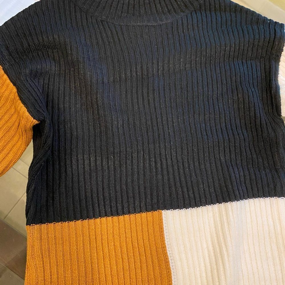 High Neck Sweater Color Block Dress - Picture 8 of 10